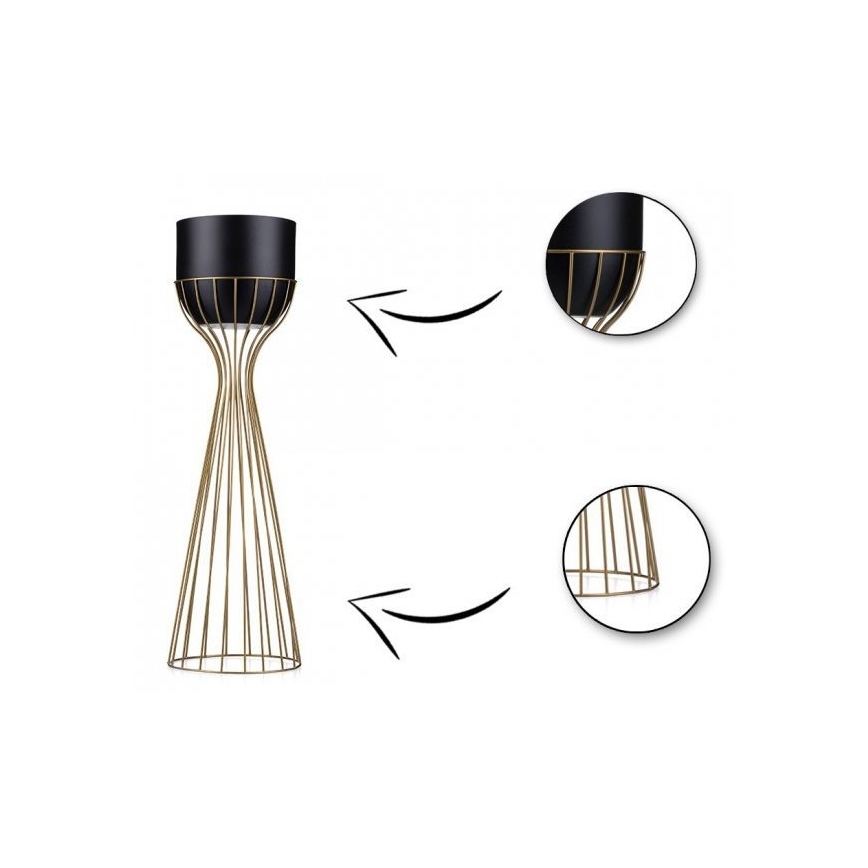 Fém virágcserép LOFT 56x20 cm arany/fekete