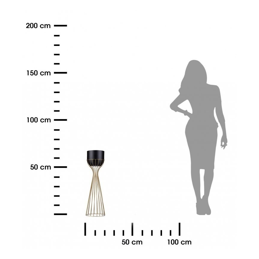 Fém virágcserép LOFT 56x20 cm arany/fekete