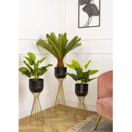 Fém virágcserép LOFT 68x20 cm arany/fekete