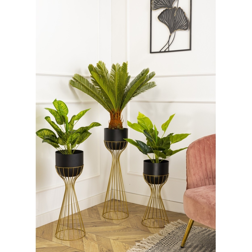 Fém virágcserép LOFT 68x20 cm arany/fekete