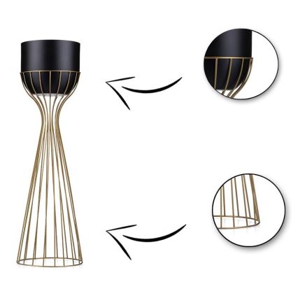 Fém virágcserép LOFT 68x20 cm arany/fekete