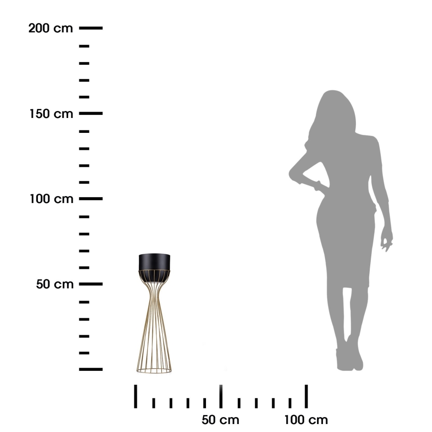 Fém virágcserép LOFT 68x20 cm arany/fekete