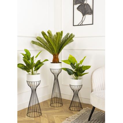 Fém virágcserép LOFT 68x20 cm fekete/fehér
