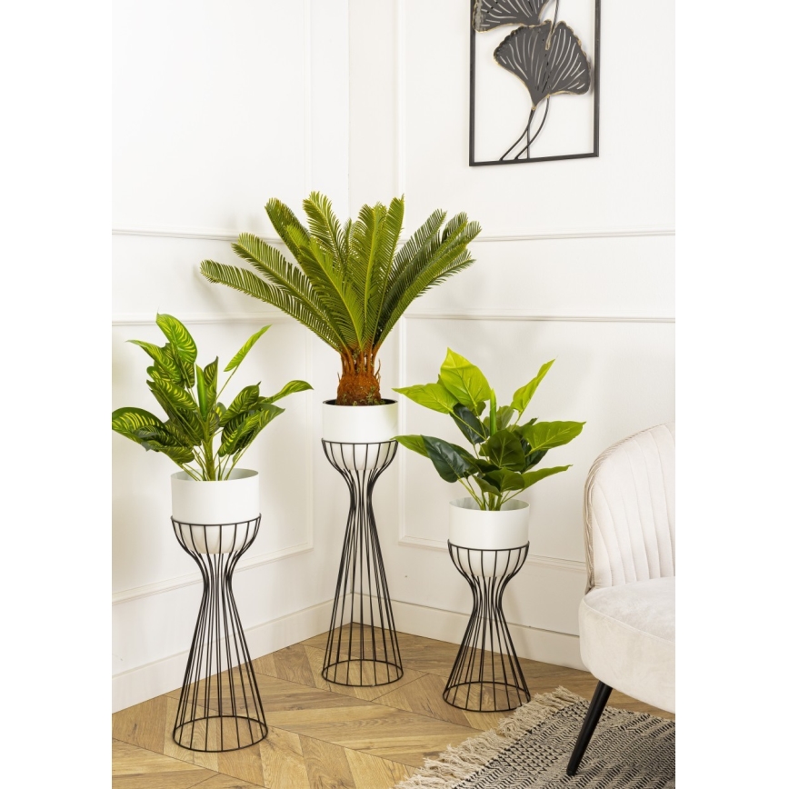 Fém virágcserép LOFT 68x20 cm fekete/fehér