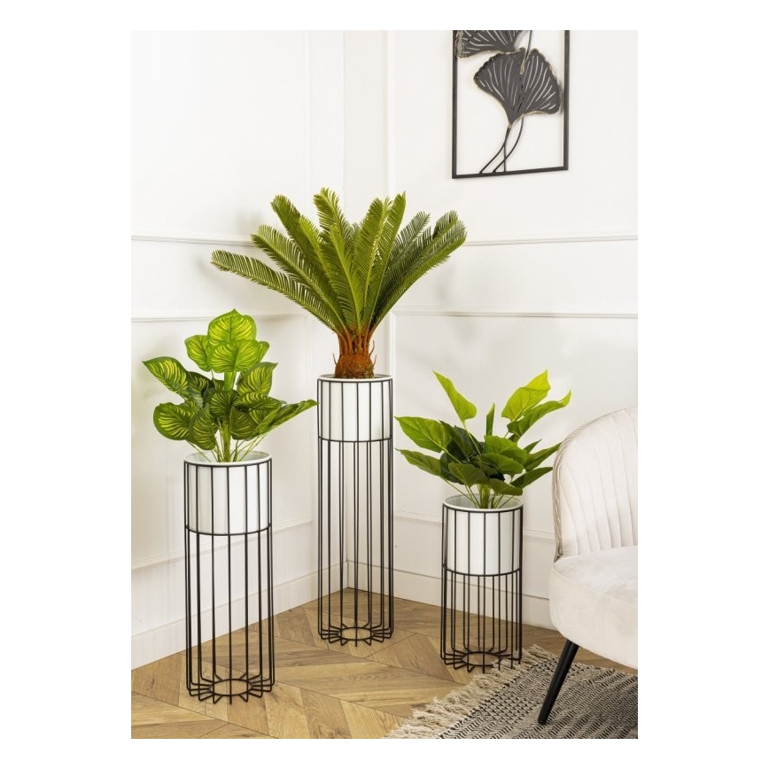 Fém virágcserép LOFT 70x20 cm fekete/fehér