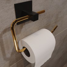 Fém WC-papír tartó 8x16 cm fekete/arany