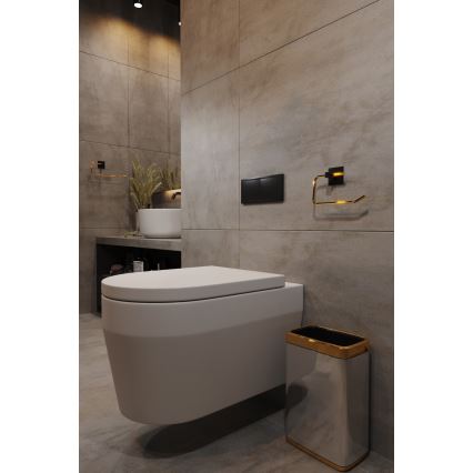 Fém WC-papír tartó 8x16 cm fekete/arany