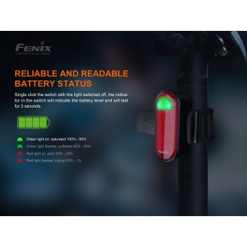 Fenix BC05RV20 - LED Újratölthető kerékpár lámpa LED/USB IP66 15 lm 120 óra