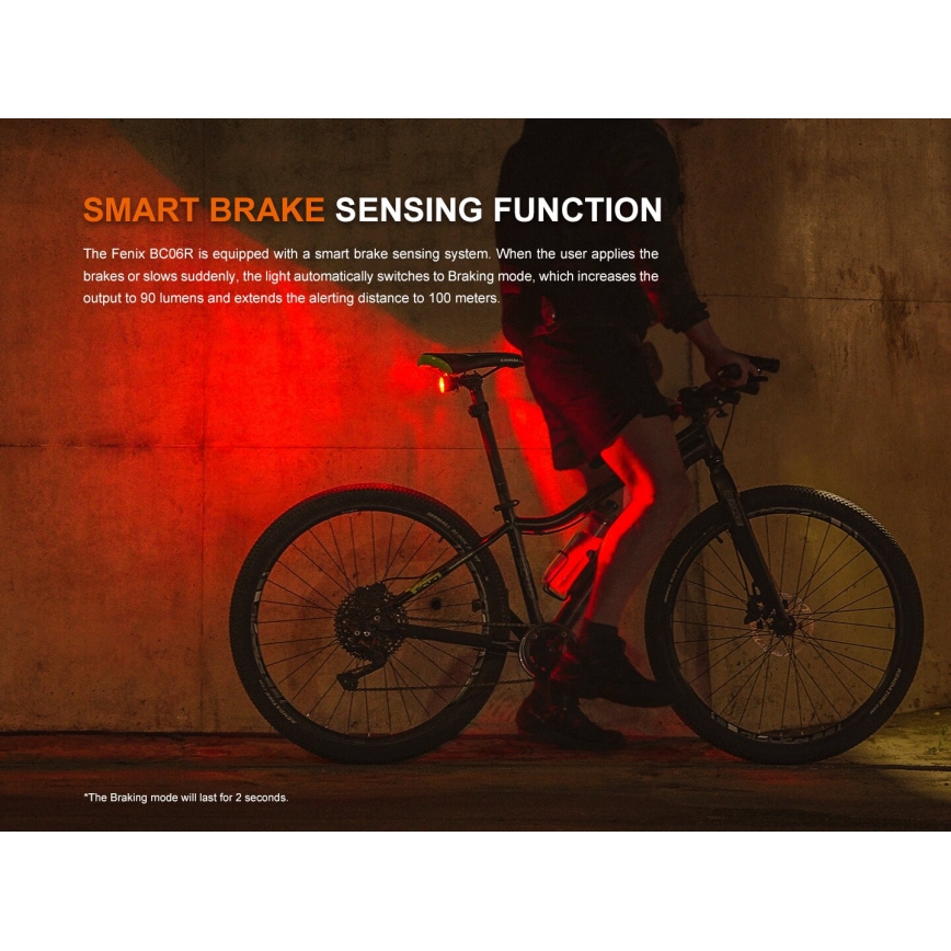 Fenix BC06R - LED Dimmelhető újratölthető biciklilámpa LED/USB IP66 90 lm 24,5 h 560 mAh