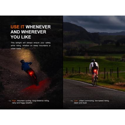 Fenix BC06R - LED Dimmelhető újratölthető biciklilámpa LED/USB IP66 90 lm 24,5 h 560 mAh