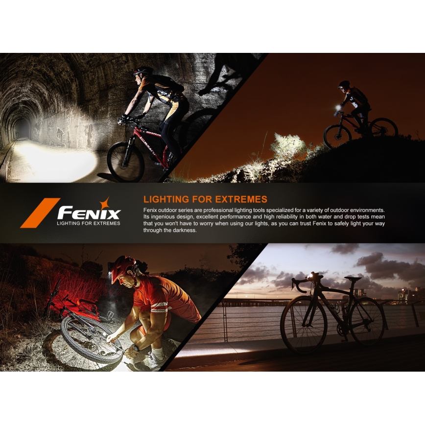Fenix BC15R - LED Dimmelhető újratölthető biciklilámpa LED/USB IP66 400 fényes 31,5 h 2600 mAh