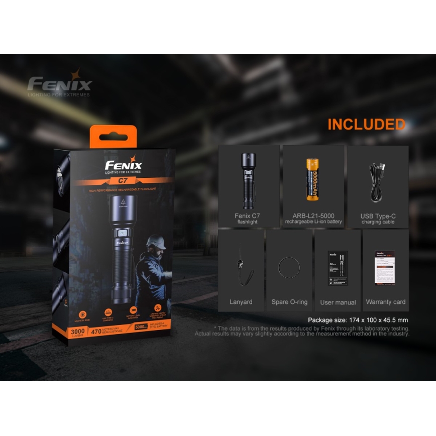 Fenix C7 - LED, fényerőszabályozható tölthető elemlámpa LED/1x21700 IP68 3000 lm 68 óra