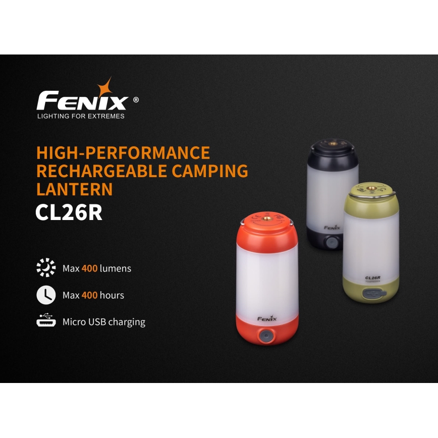 Fenix CL26RGREEN - LED Dimmelhető portable rechargeable lámpa LED/USB IP66 400 lm 400 h zöld