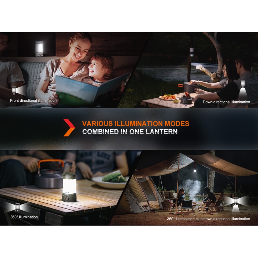 Fenix CL26RPROCAM - LED Dimmelhető hordozható újratölthető lámpa LED/USB IP66 650 lm 408 h 5000 mAh szürke