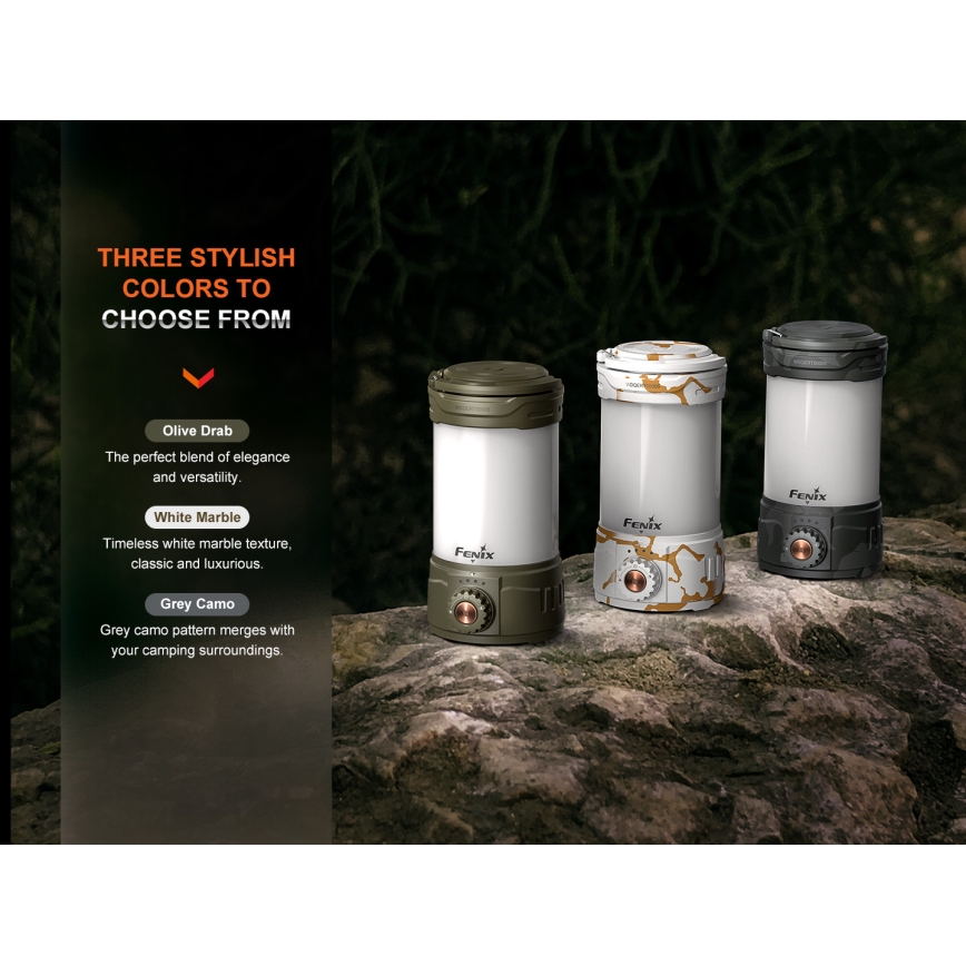 Fenix CL26RPROCAM - LED Dimmelhető hordozható újratölthető lámpa LED/USB IP66 650 lm 408 h 5000 mAh szürke