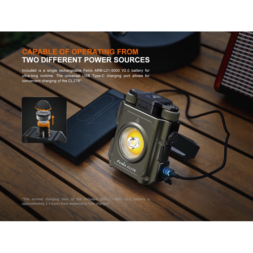Fenix CL27RGRE - LED Dimmelhető újratölthető lámpa LED/USB IP66 1600 fényes 285 h 5000 mAh