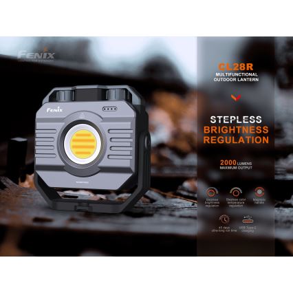 Fenix CL28R - LED Dimmelhető újratölthető reflektor power bankkal LED/USB IP66 2000 fényes 360 h 10000 mAh