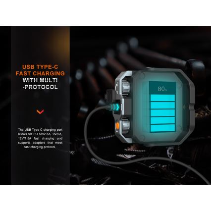 Fenix CL28R - LED Dimmelhető újratölthető reflektor power bankkal LED/USB IP66 2000 fényes 360 h 10000 mAh