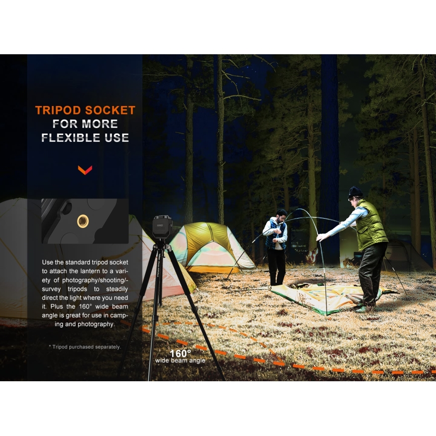 Fenix CL28R - LED Dimmelhető újratölthető reflektor power bankkal LED/USB IP66 2000 fényes 360 h 10000 mAh