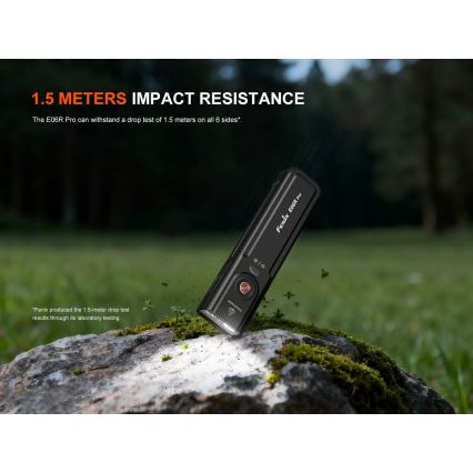 Fenix E06RPROEUBLC- LED fényerőszabályozható újratölthető zseblámpa LED/USB 1650 mAh IP66 1600 lm 111 h fekete