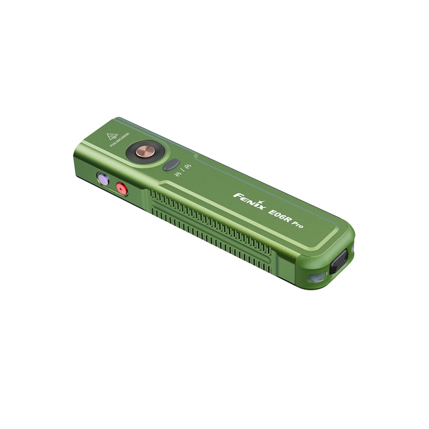 Fenix E06RPROEUOLI - Állítható fényerejű, USB-újratölthető LED zseblámpa 1650 mAh IP66 1600 lm 111 óra zöld