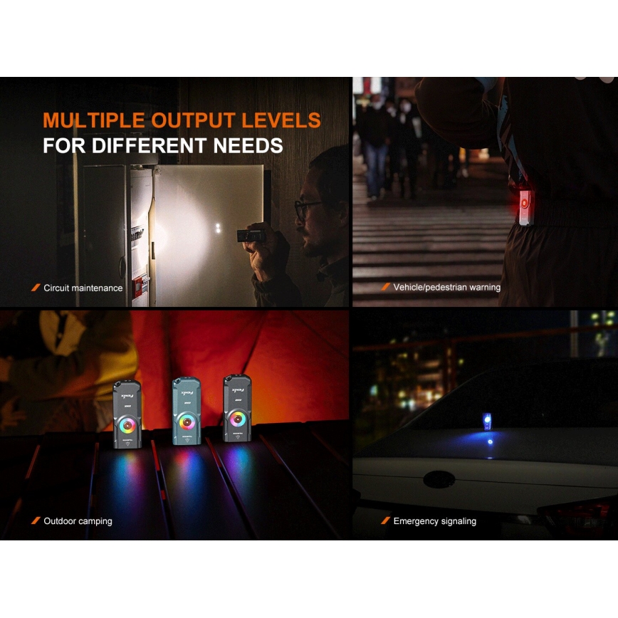 Fenix E06RTKS - LED Dimmelhető újratölthető zseblámpa UV LED/USB IP66 700 lm 60 h 750 mAh türkiz