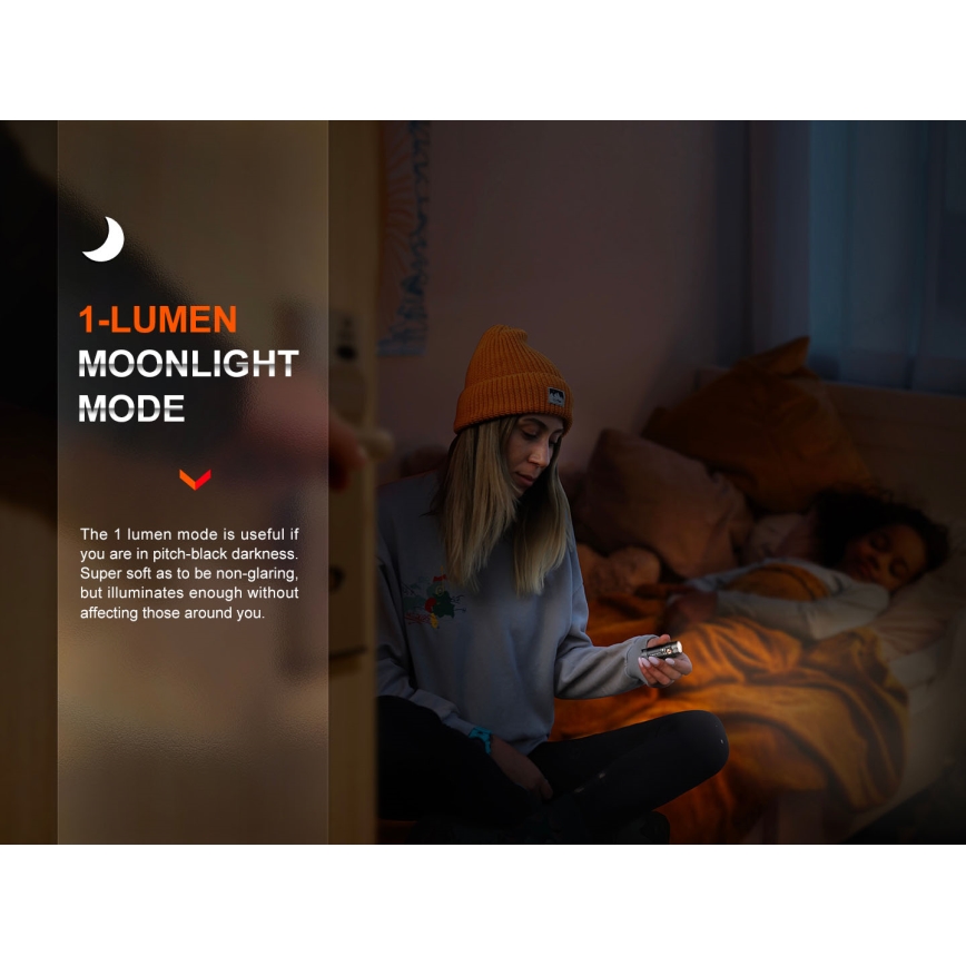 Fenix E18RV20800 - LED-es, fényerőszabályozható, újratölthető zseblámpa LED/USB/1xCR123A 800 mAh IP68 1200 lm 200 óra fekete