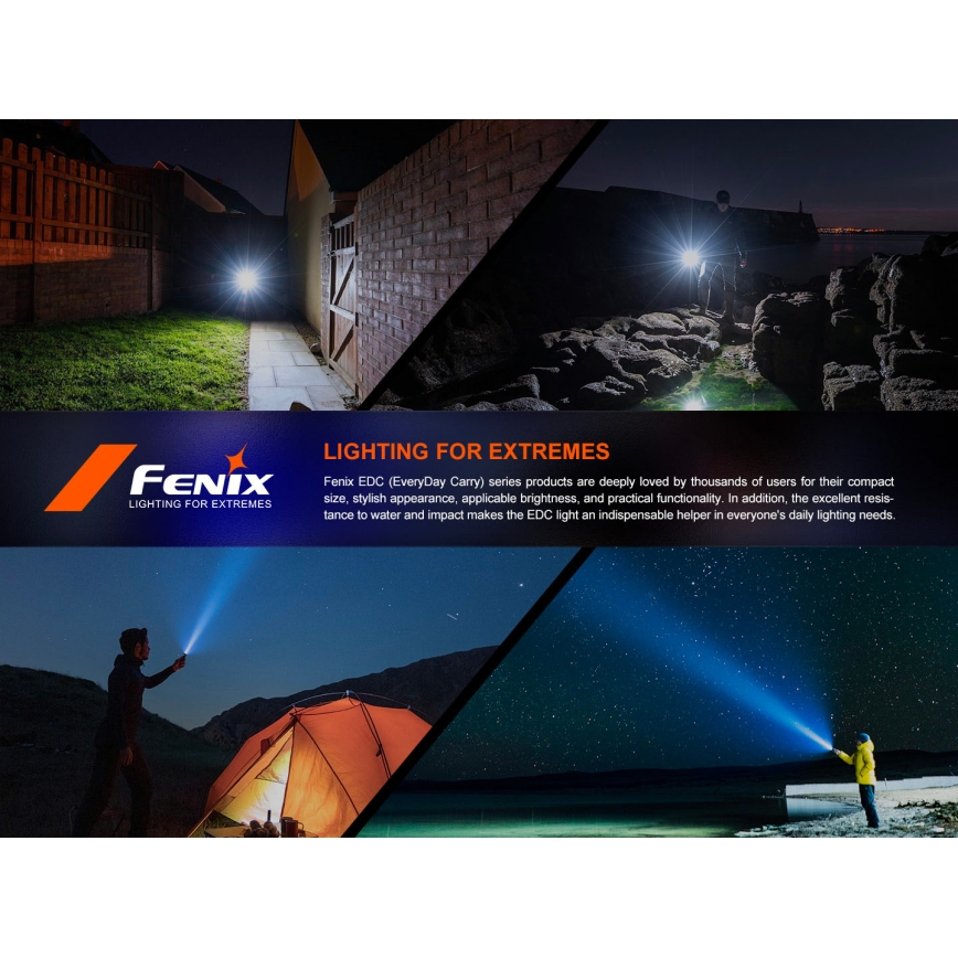 Fenix E18RV20800 - LED-es, fényerőszabályozható, újratölthető zseblámpa LED/USB/1xCR123A 800 mAh IP68 1200 lm 200 óra fekete