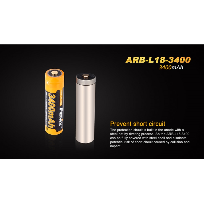 Fenix FE18650LI34 - 1 db Újratölthető akkumulátor 18650/3,6V 3400 mAh