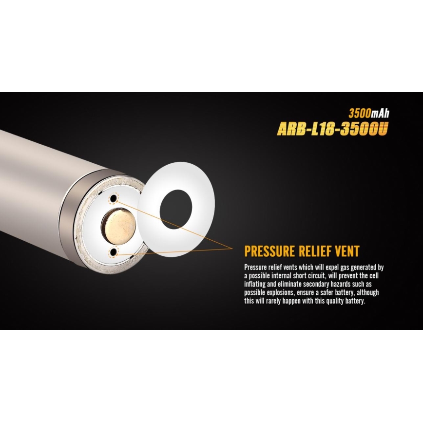 Fenix FE18650LI35USB - 1 db Újratölthető lítium-ion akkumulátor, USB-töltés, 3,6 V, 3500 mAh
