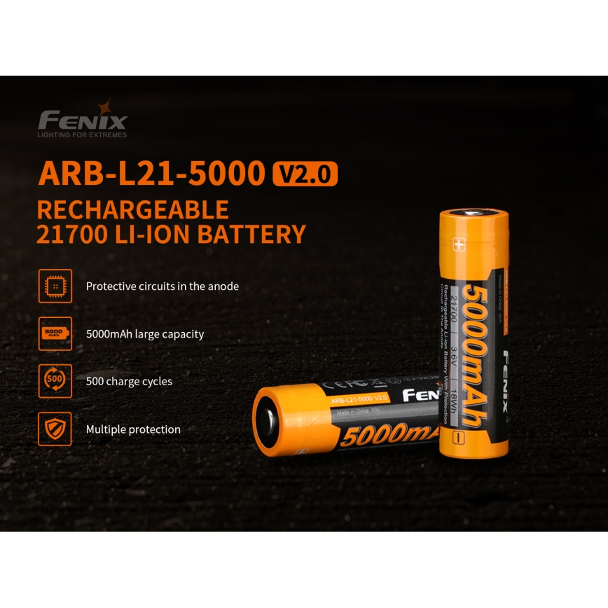 Fenix FE21700V20 - 1 db újratölthető 21700/3,6V 5000 mAh