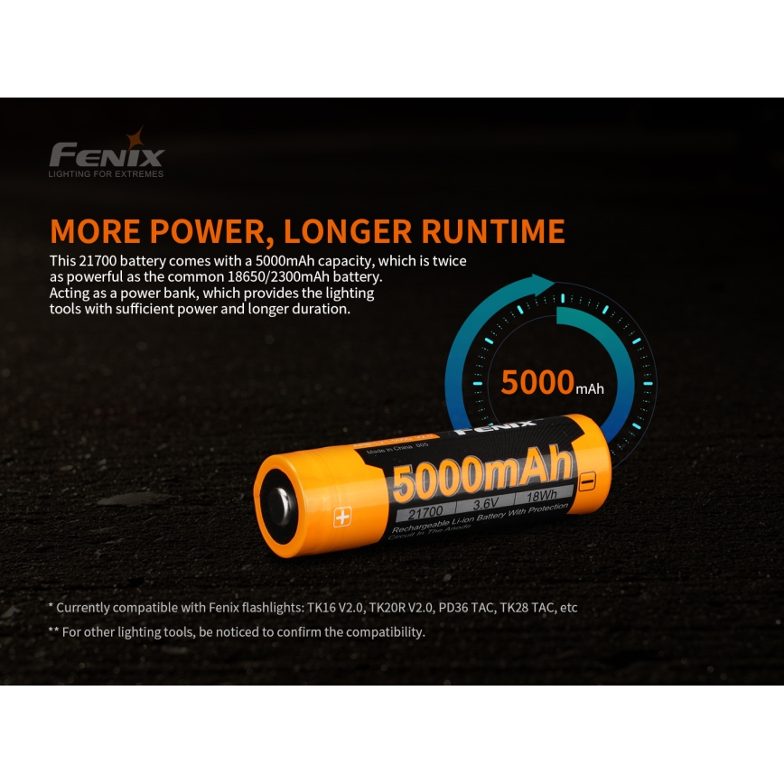 Fenix FE21700V20 - 1 db újratölthető 21700/3,6V 5000 mAh