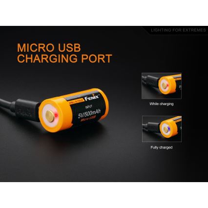 Fenix FERCR123ALIIONUP - 1 db USB-s újratölthető akkumulátor/3,6V 700 mAh