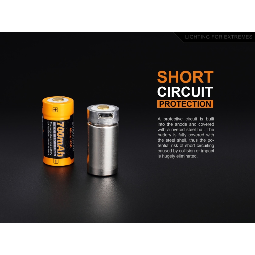 Fenix FERCR123ALIIONUP - 1 db USB-s újratölthető akkumulátor/3,6V 700 mAh