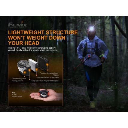 Fenix HL18RTRAIL - LED Újratölthető fejlámpa LED/3xAAA IP66 500 lm 300 óra