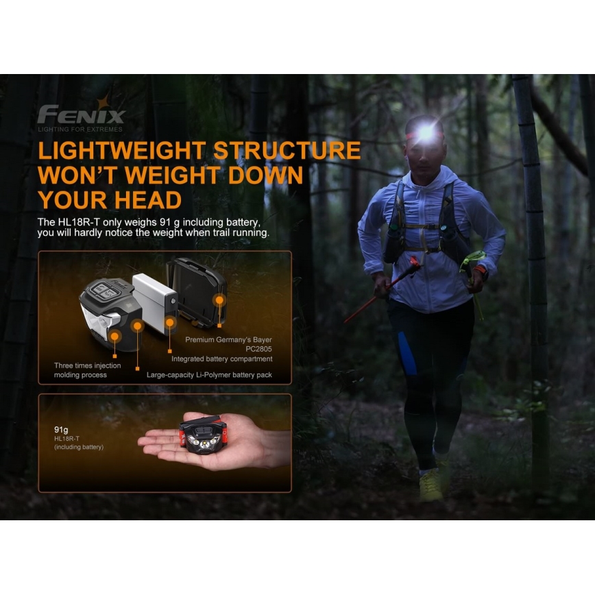 Fenix HL18RTRAIL - LED Újratölthető fejlámpa LED/3xAAA IP66 500 lm 300 óra
