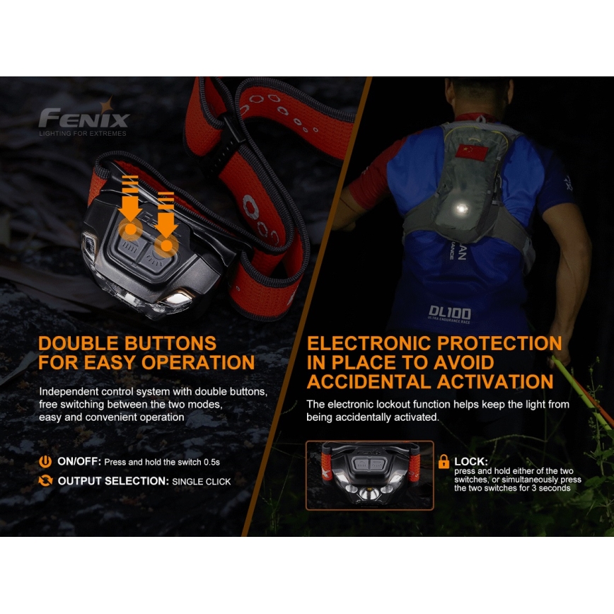 Fenix HL18RTRAIL - LED Újratölthető fejlámpa LED/3xAAA IP66 500 lm 300 óra