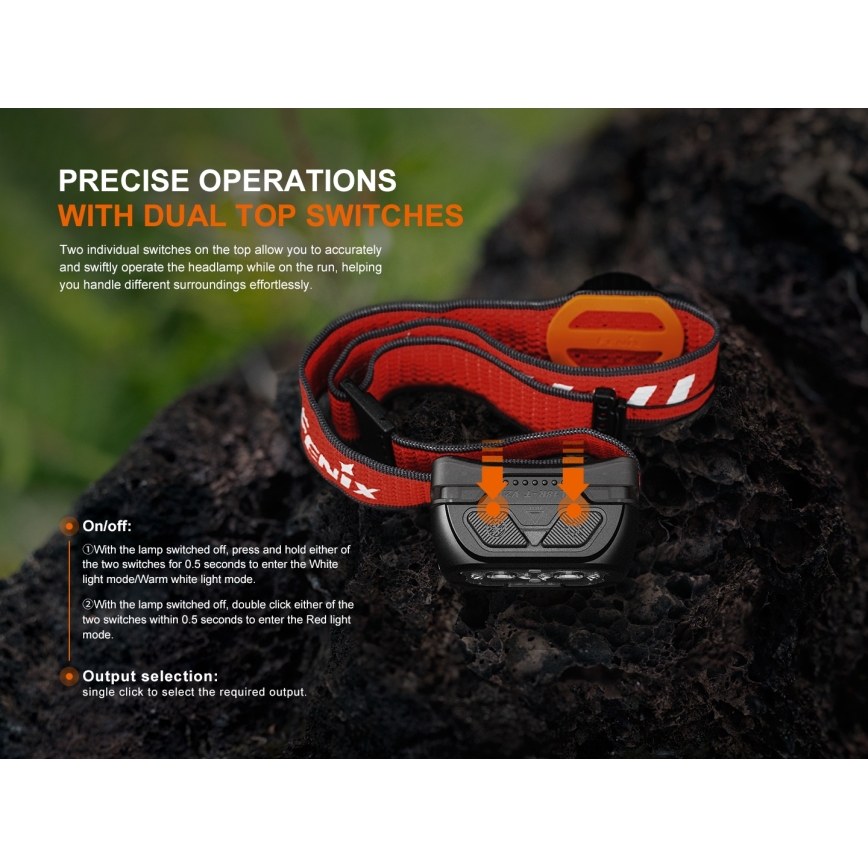 Fenix HL18RTV20WHT - LED Dimmelhető újratölthető fejlámpa LED/USB IP66 800 fényes 160 h fehér/fekete