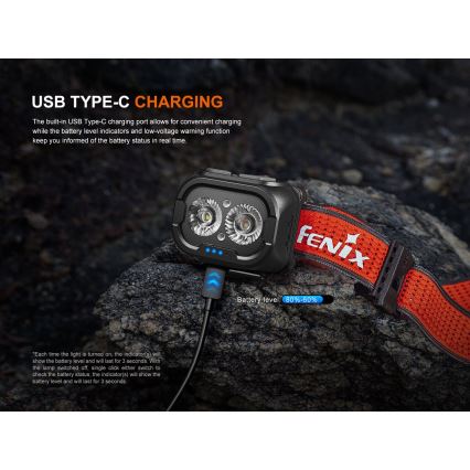 Fenix HL18RTV20WHT - LED Dimmelhető újratölthető fejlámpa LED/USB IP66 800 fényes 160 h fehér/fekete