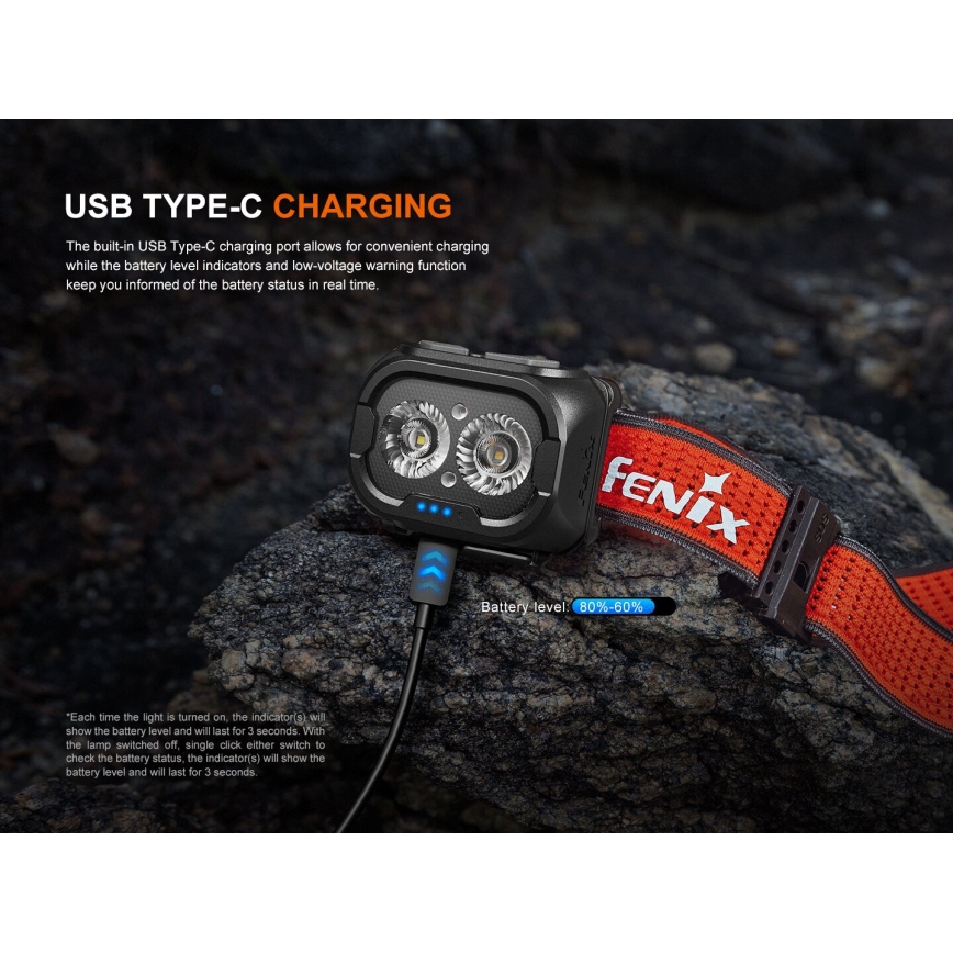 Fenix HL18RTV20WHT - LED Dimmelhető újratölthető fejlámpa LED/USB IP66 800 fényes 160 h fehér/fekete