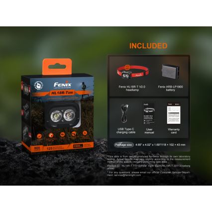 Fenix HL18RTV20WHT - LED Dimmelhető újratölthető fejlámpa LED/USB IP66 800 fényes 160 h fehér/fekete