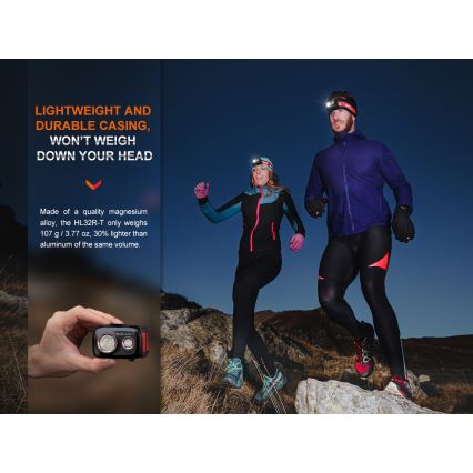 Fenix HL32RTRED - LED Tölthető fejlámpa LED/USB/3xAAA IP66 800 lm 300 h piros/narancs