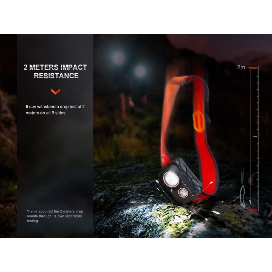 Fenix HL32RTRED - LED Tölthető fejlámpa LED/USB/3xAAA IP66 800 lm 300 h piros/narancs