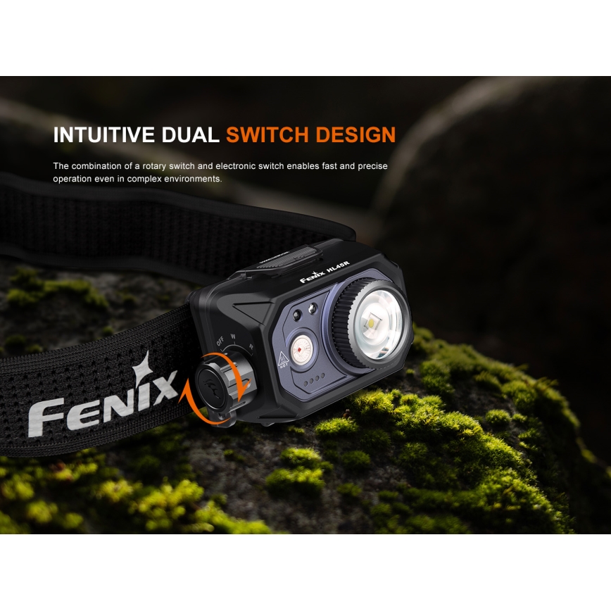 Fenix HL45R - LED Dimmelhető újratölthető összpontosítható fejlámpa LED/USB IP66 1000 fényes 240 h fekete