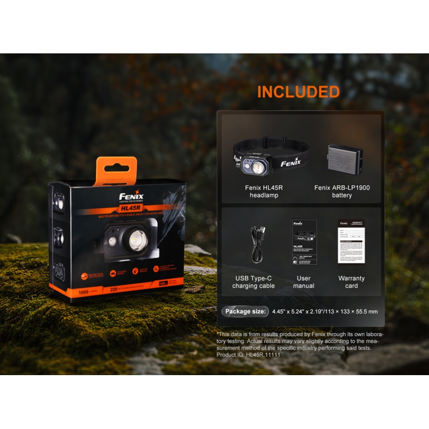 Fenix HL45R - LED Dimmelhető újratölthető összpontosítható fejlámpa LED/USB IP66 1000 fényes 240 h fekete