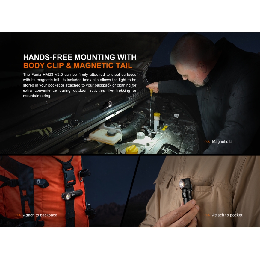 Fenix HM23V20 - LED Dimmelhető fejlámpa LED/1xAA IP68 300 lm 100 h