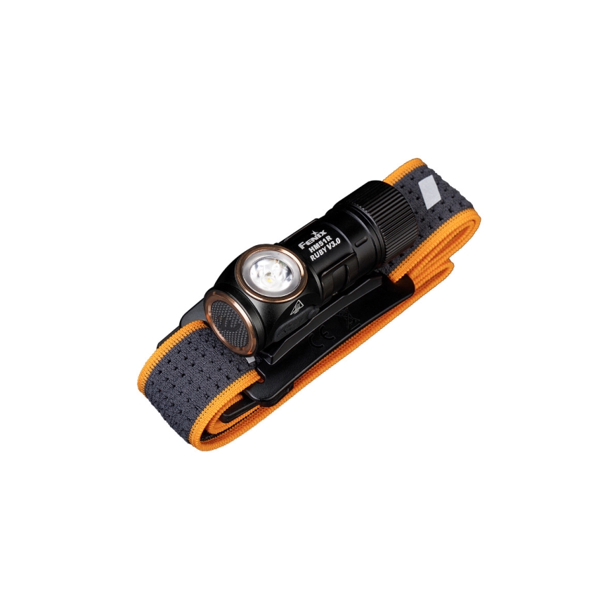 Fenix HM51RV30 - LED, fényerőszabályozható, újratölthető fejlámpa LED/USB/1xCR123A 950 mAh IP68 860 lm 125 h narancssárga