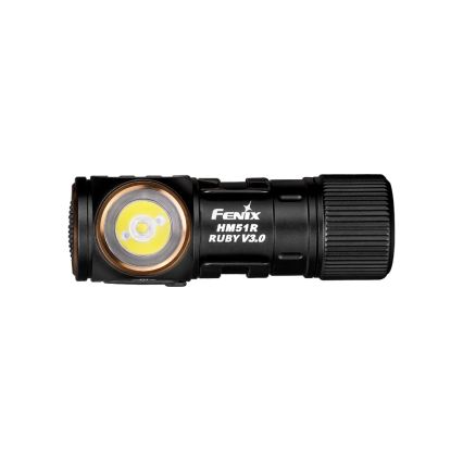 Fenix HM51RV30 - LED, fényerőszabályozható, újratölthető fejlámpa LED/USB/1xCR123A 950 mAh IP68 860 lm 125 h narancssárga