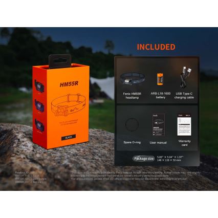 Fenix HM55RABL - LED dimmelhető újratölthető fejlámpa LED/USB/1xCR123A 1600 mAh IP68 1200 lm 141,2 h fekete