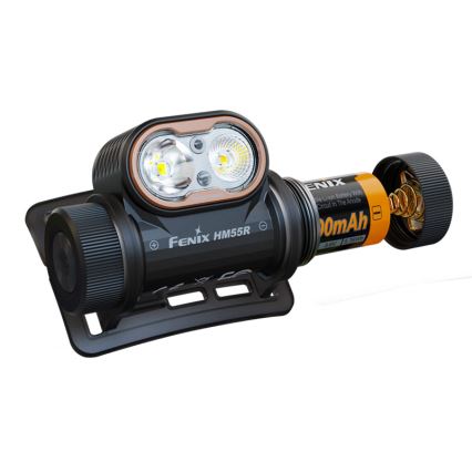 Fenix HM55RABL - LED dimmelhető újratölthető fejlámpa LED/USB/1xCR123A 1600 mAh IP68 1200 lm 141,2 h fekete